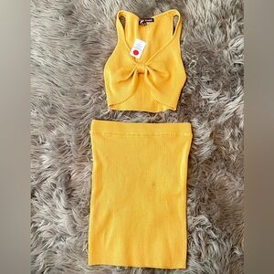 COPY - Yellow two piece women’s crop and skirt set